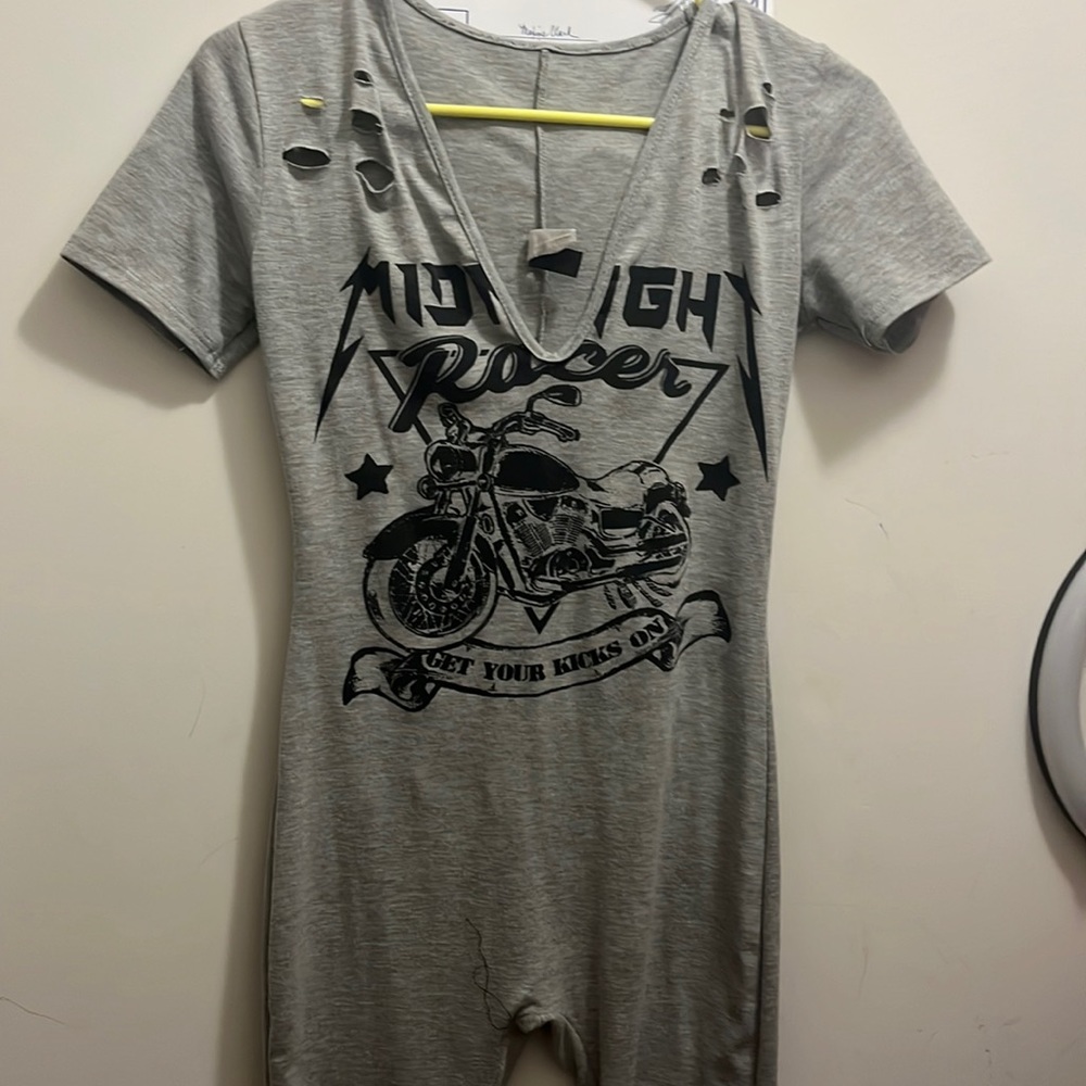 Grey 1 piece short set outfit